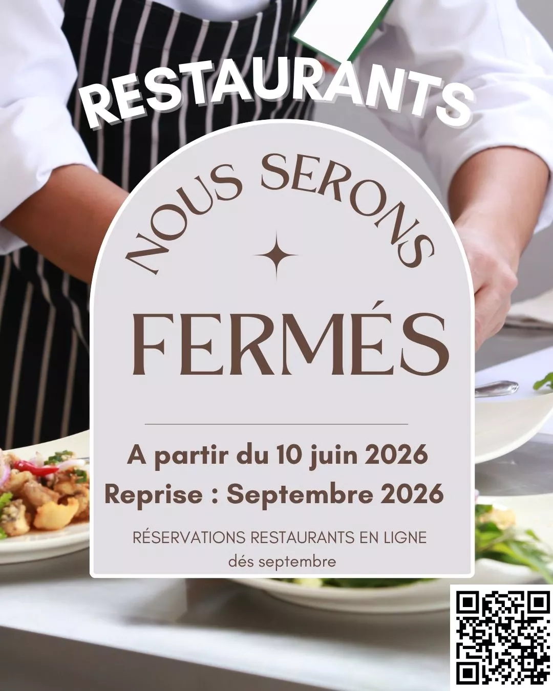 fermeture restaurants conges scolaires 2026 2
